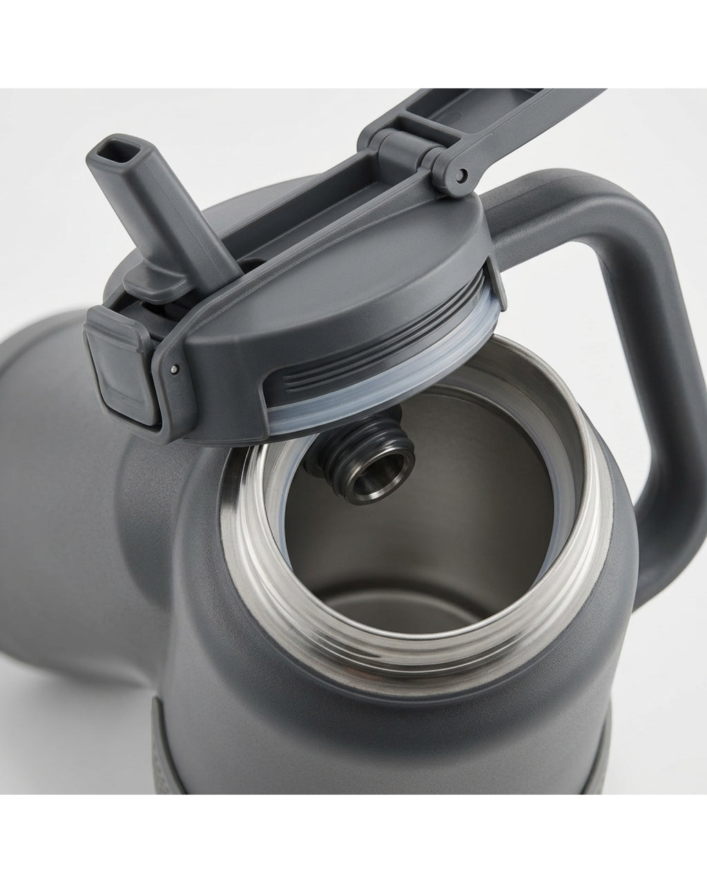 Wyvex Handled Vacuum-Insulated Sports Water Jug 40 oz Graphite Straw-Spout Lid - Detail view