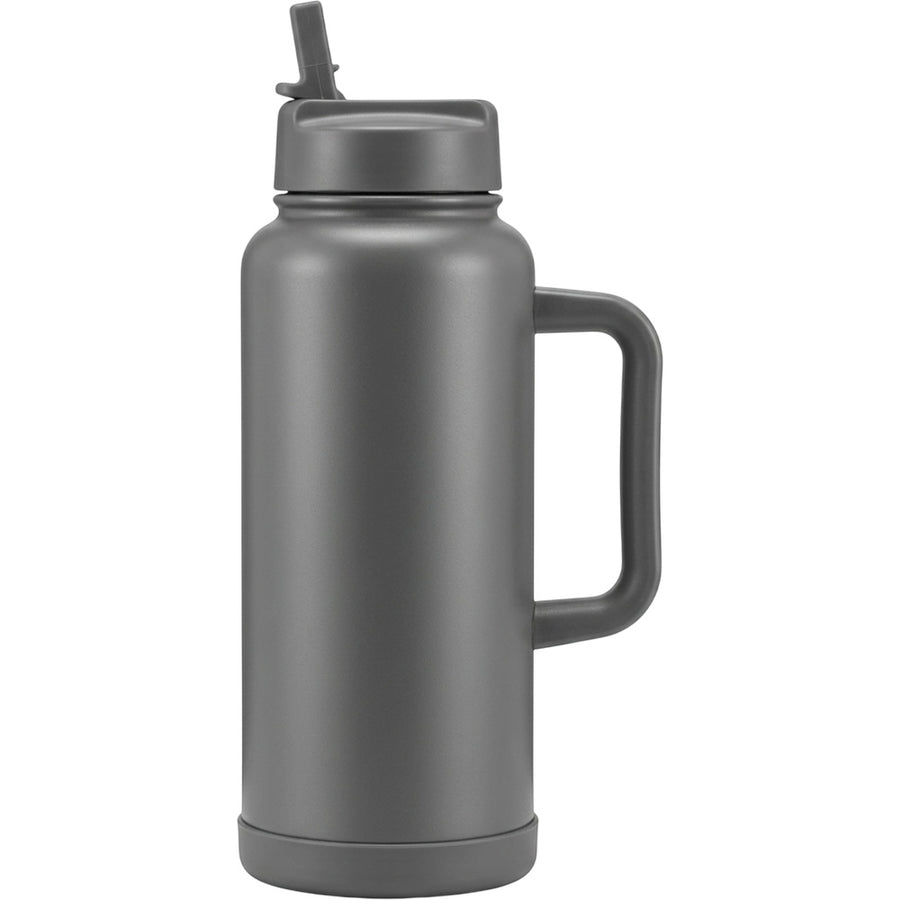 Wyvex Handled Vacuum-Insulated Sports Water Jug 40 oz Graphite Straw-Spout Lid